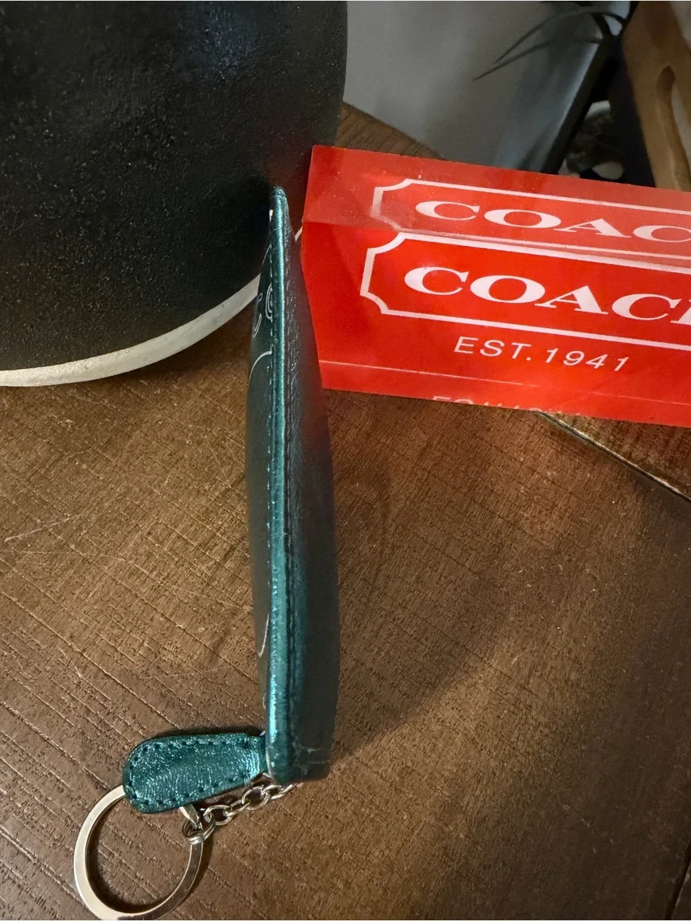 Coach Teal Key Ring Case